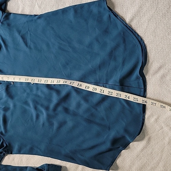 CANDIE'S Teal Cold Shoulder V'neck Roll Sleeve Blouse Top M Medium NWT - Picture 5 of 7